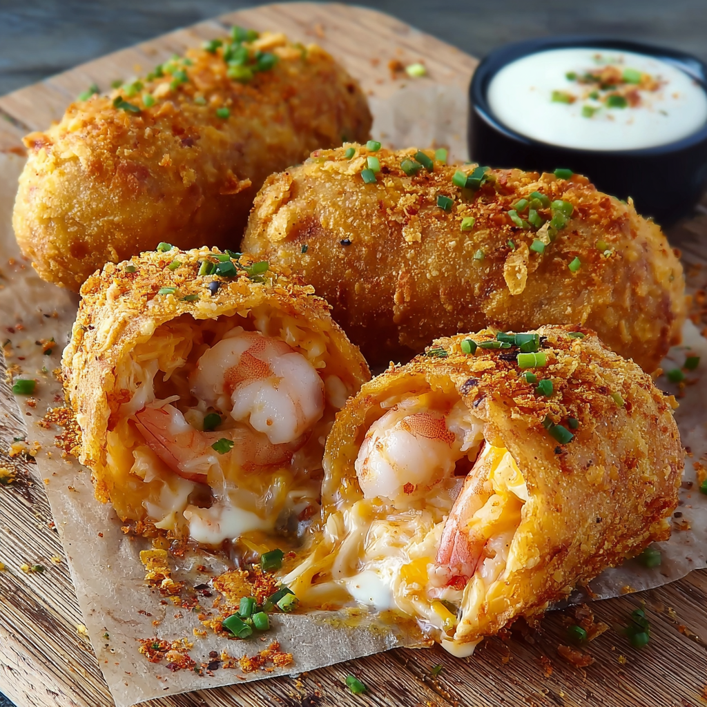 Shrimp Crab Nacho Corn Dogs are delicious and ready to be eaten.