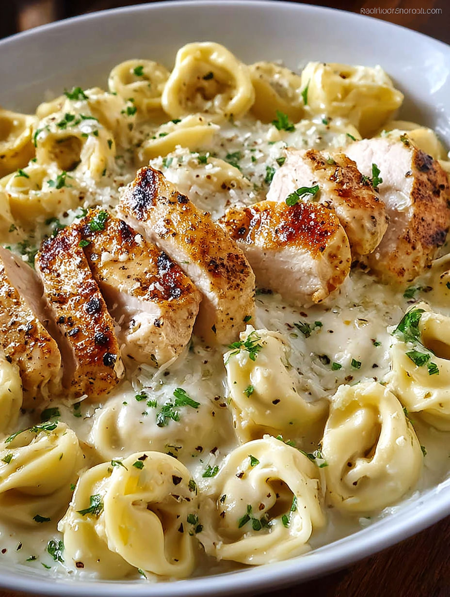 A plate of food with chicken and pasta.