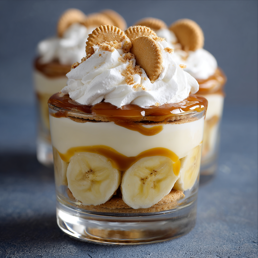 A dessert made with bananas, whipped cream, and cookies.