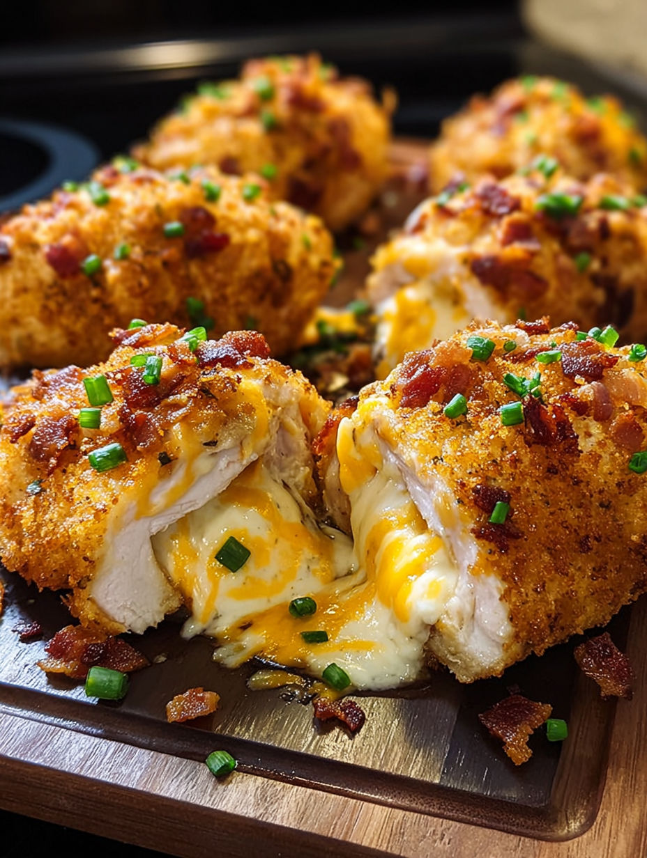 A delicious Chicken Bacon Ranch Tender Bombs recipe is displayed on a wooden cutting board.