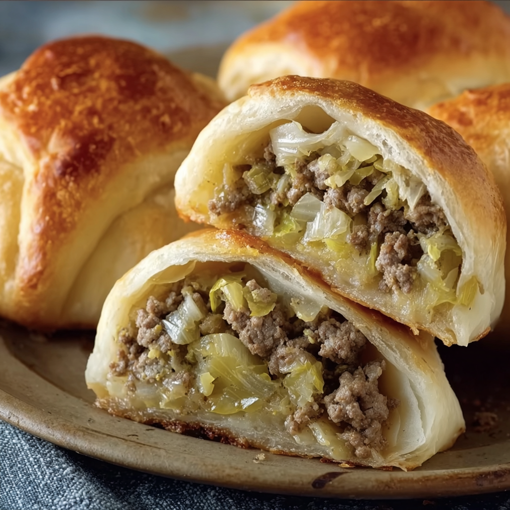 A plate of meat and vegetable filled pastries.