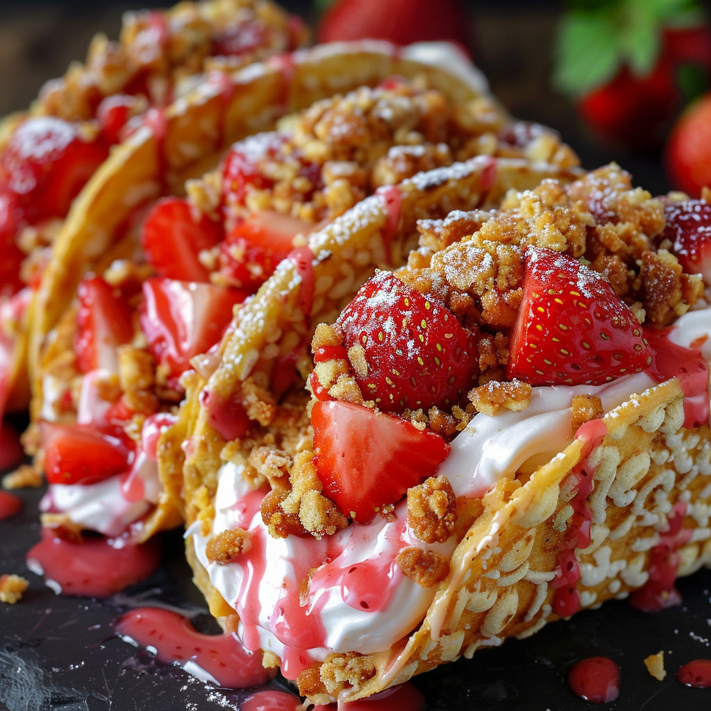 A delicious dessert made with strawberries and whipped cream.