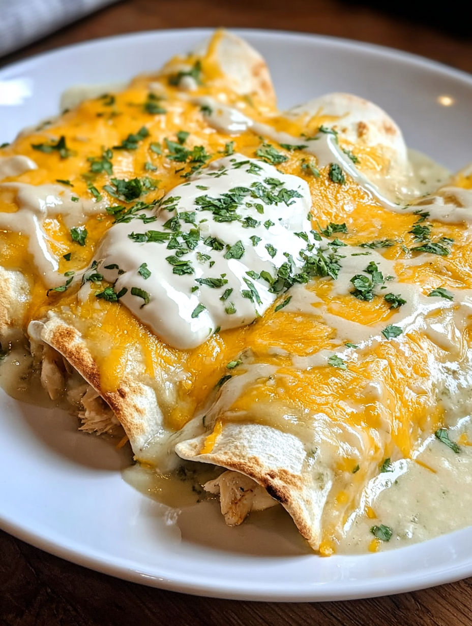 A delicious Mexican dish, possibly a chicken enchilada, is served on a white plate.