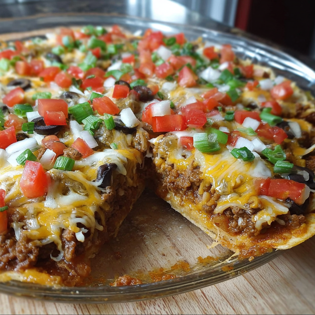 A delicious Mexican pizza with tomatoes, cheese, and beans.