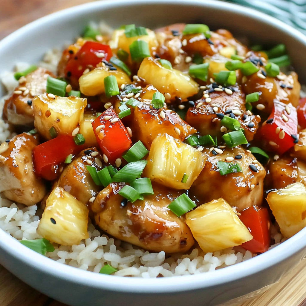 A bowl of chicken stir fry with rice and vegetables.
