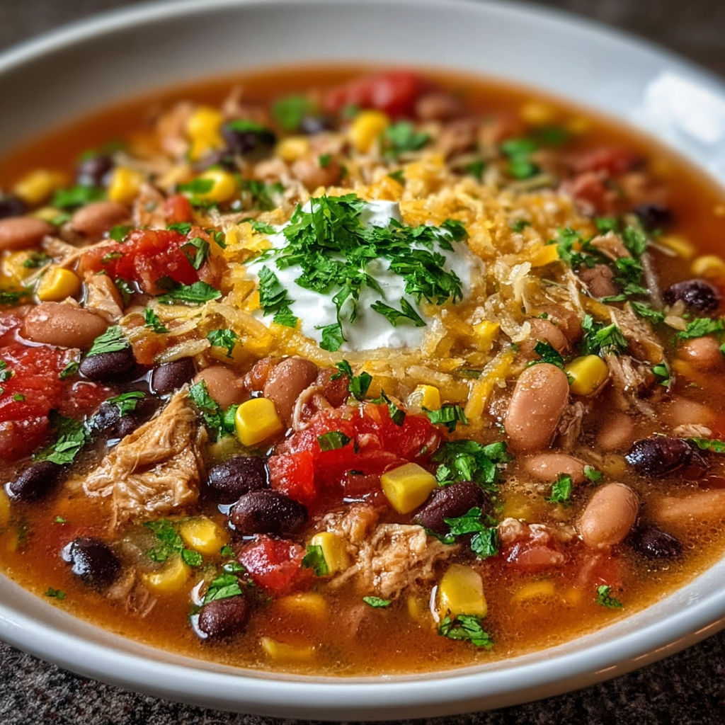 A bowl of soup with a white plate on top, containing a variety of vegetables and beans.