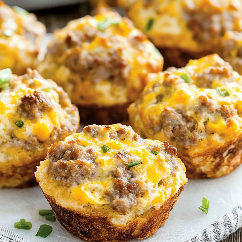 A plate of Sausage Egg and Cheese Bisquick Muffins.