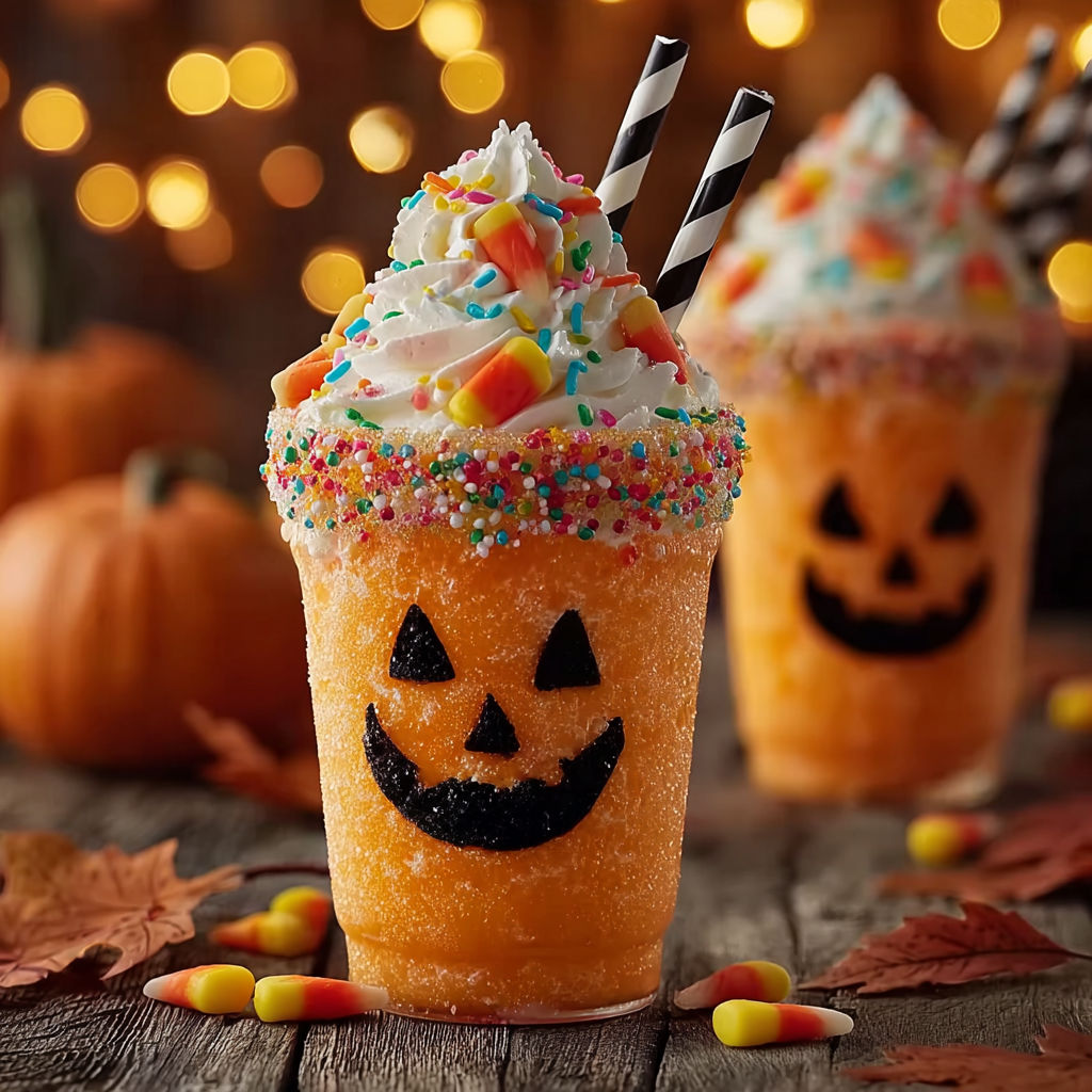 A pumpkin-flavored drink with a smiley face on top, perfect for kids to enjoy this fall.
