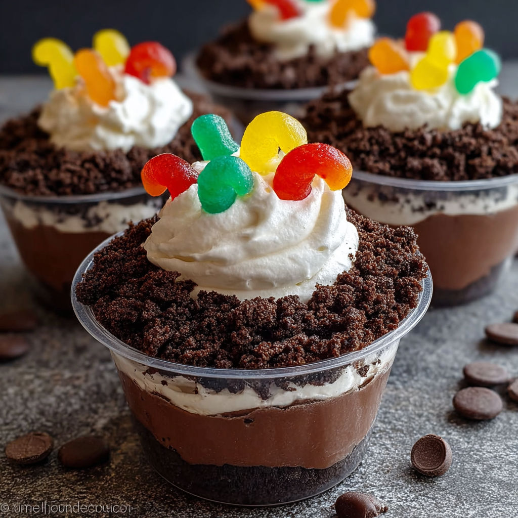 A close up of a chocolate dessert with white whipped cream and colorful candy on top.