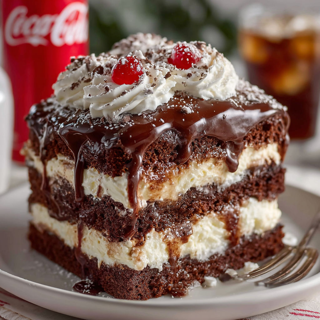 A slice of chocolate cake with white frosting and a cherry on top.