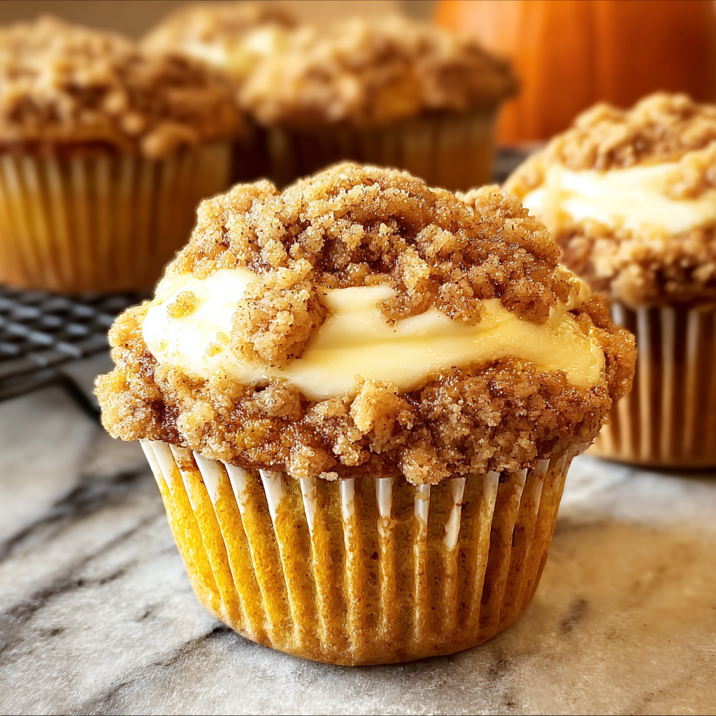 A cupcake with a caramel frosting and a cinnamon topping.