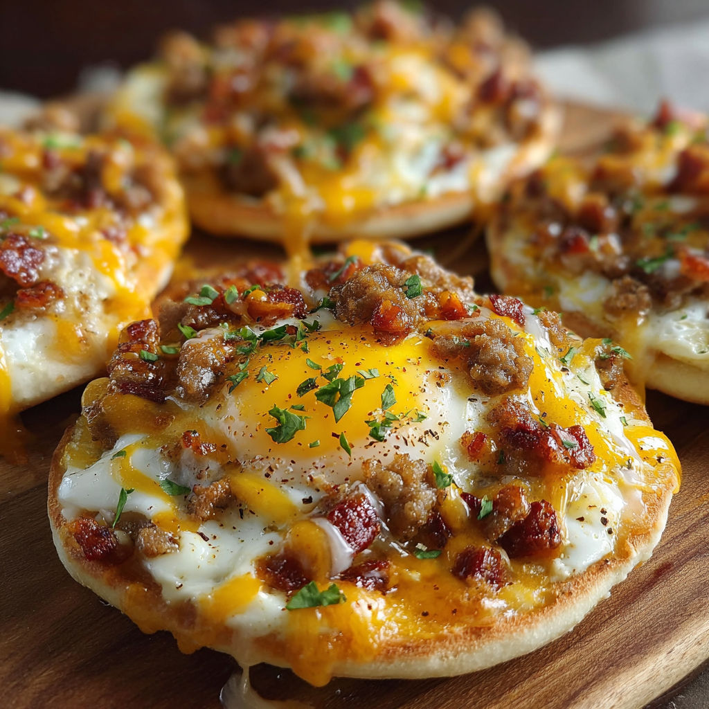 A close up of a breakfast pizza with cheese, egg, and bacon.