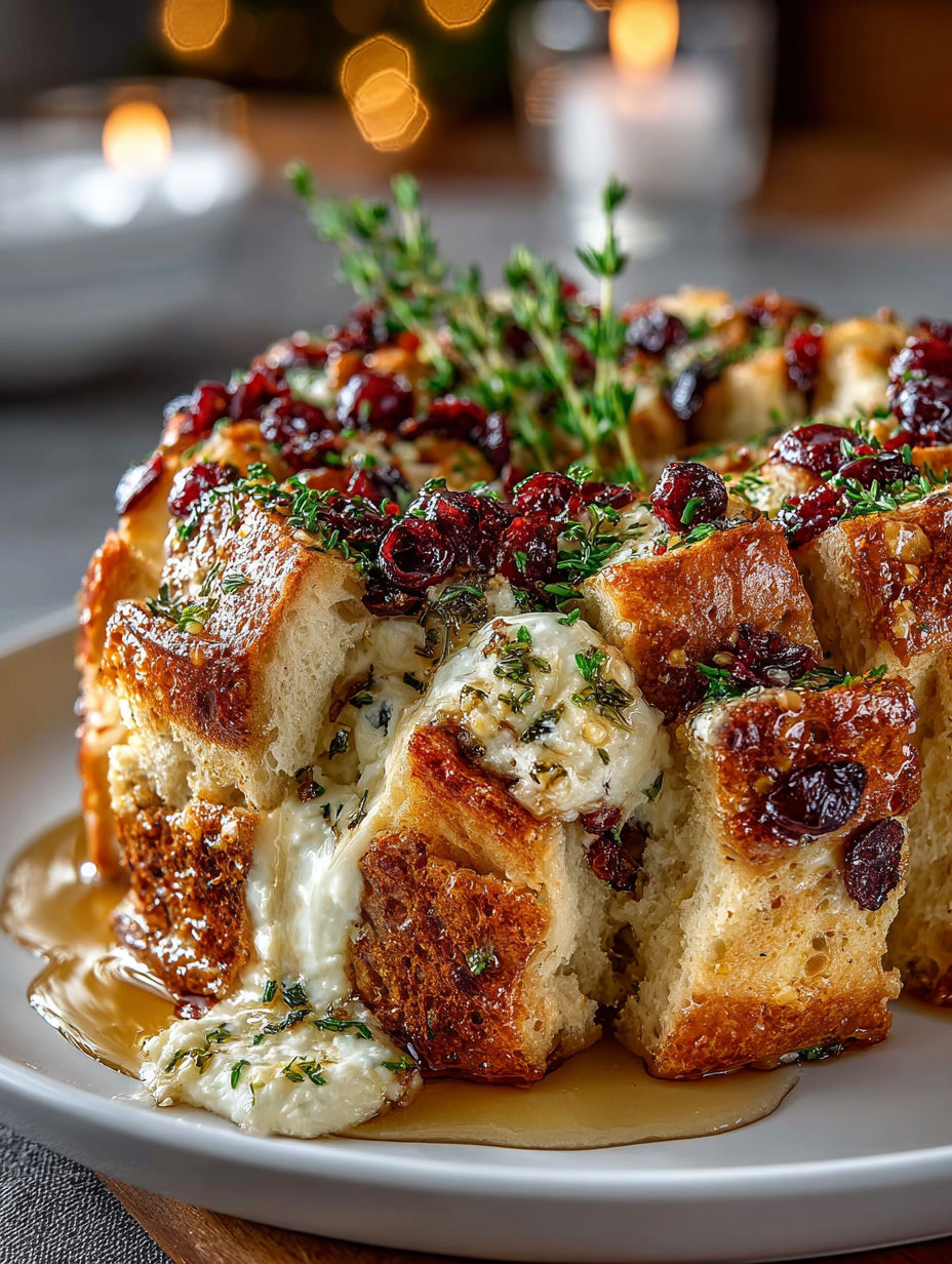 A delicious cake with a creamy filling and a sprig of rosemary on top.
