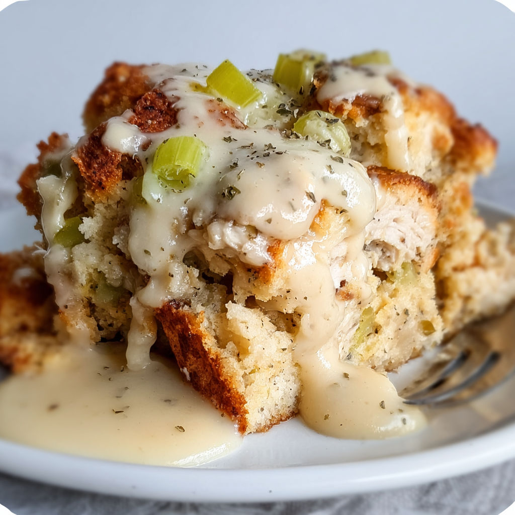 A delicious dessert with a creamy sauce and a sprinkle of green onions.
