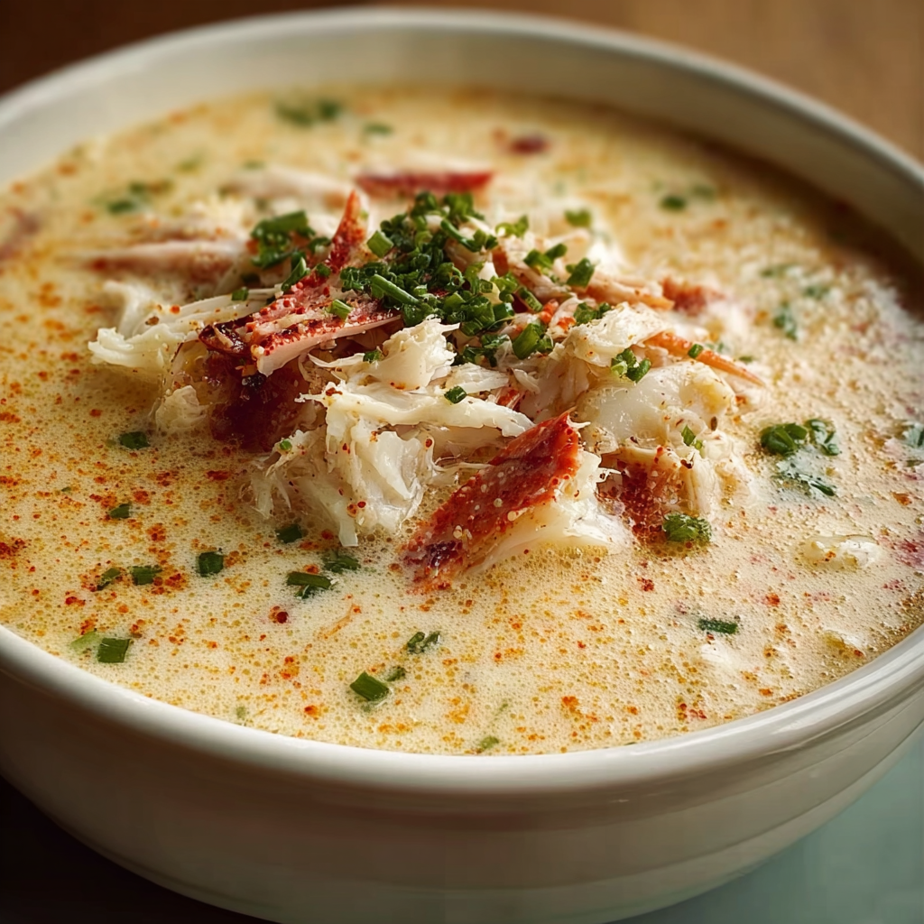 A bowl of clam chowder with a green garnish.
