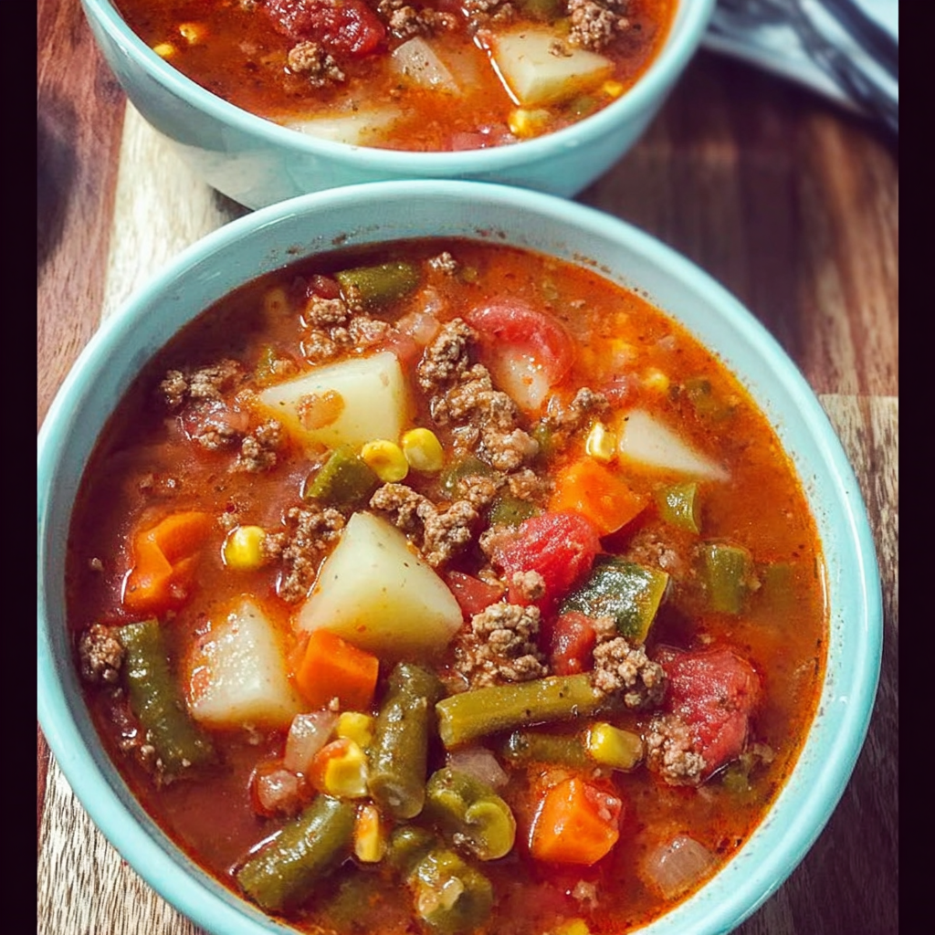 A bowl of beef stew with vegetables and meat.