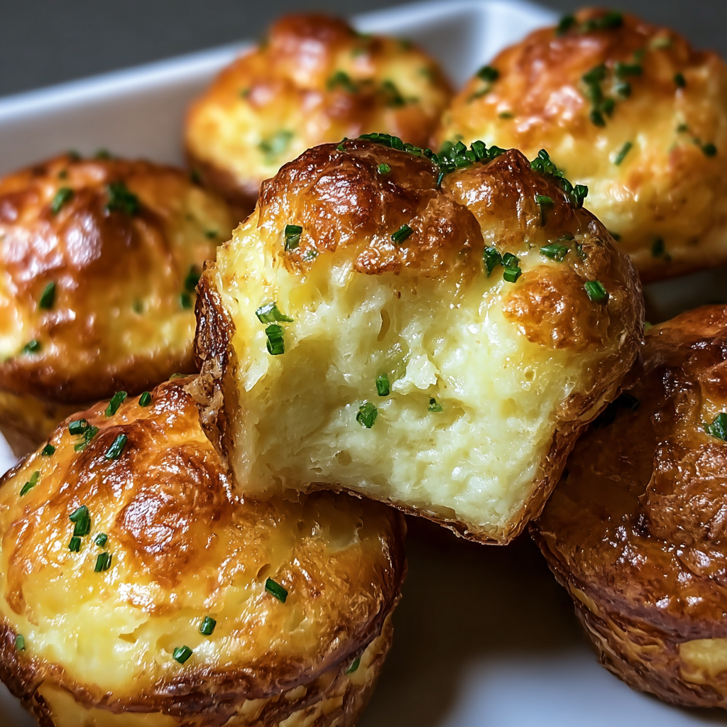 A plate of miniature cheesy biscuits with green herbs on top.