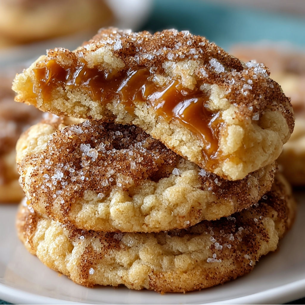 A plate of Brown Sugar Cinnamon Caramel Cookies.