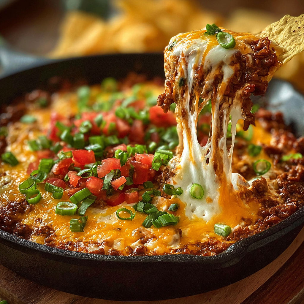 A delicious meaty dish is served in a black pan, with a generous amount of cheese and tomatoes.