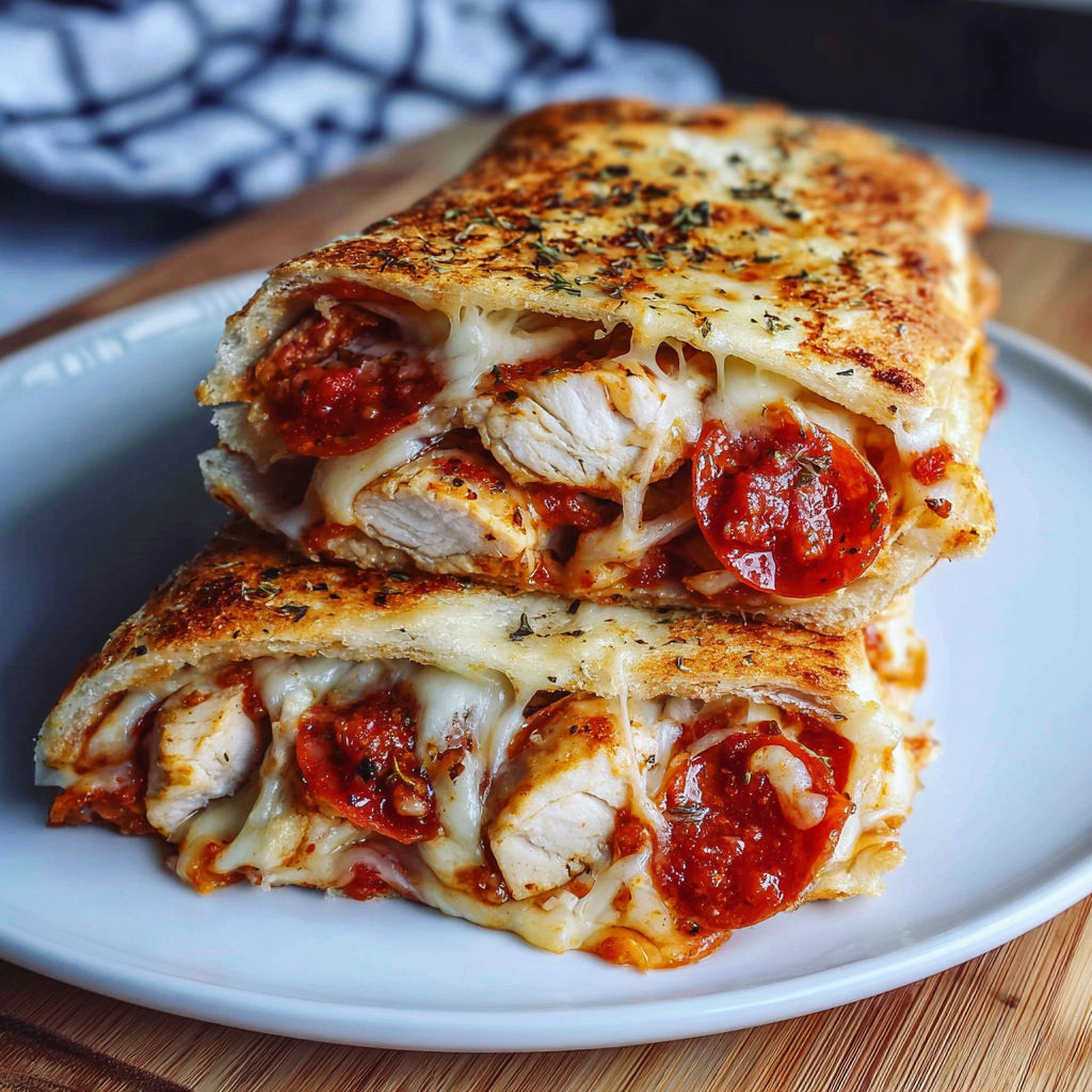 A delicious chicken sandwich with cheese and tomatoes on a white plate.