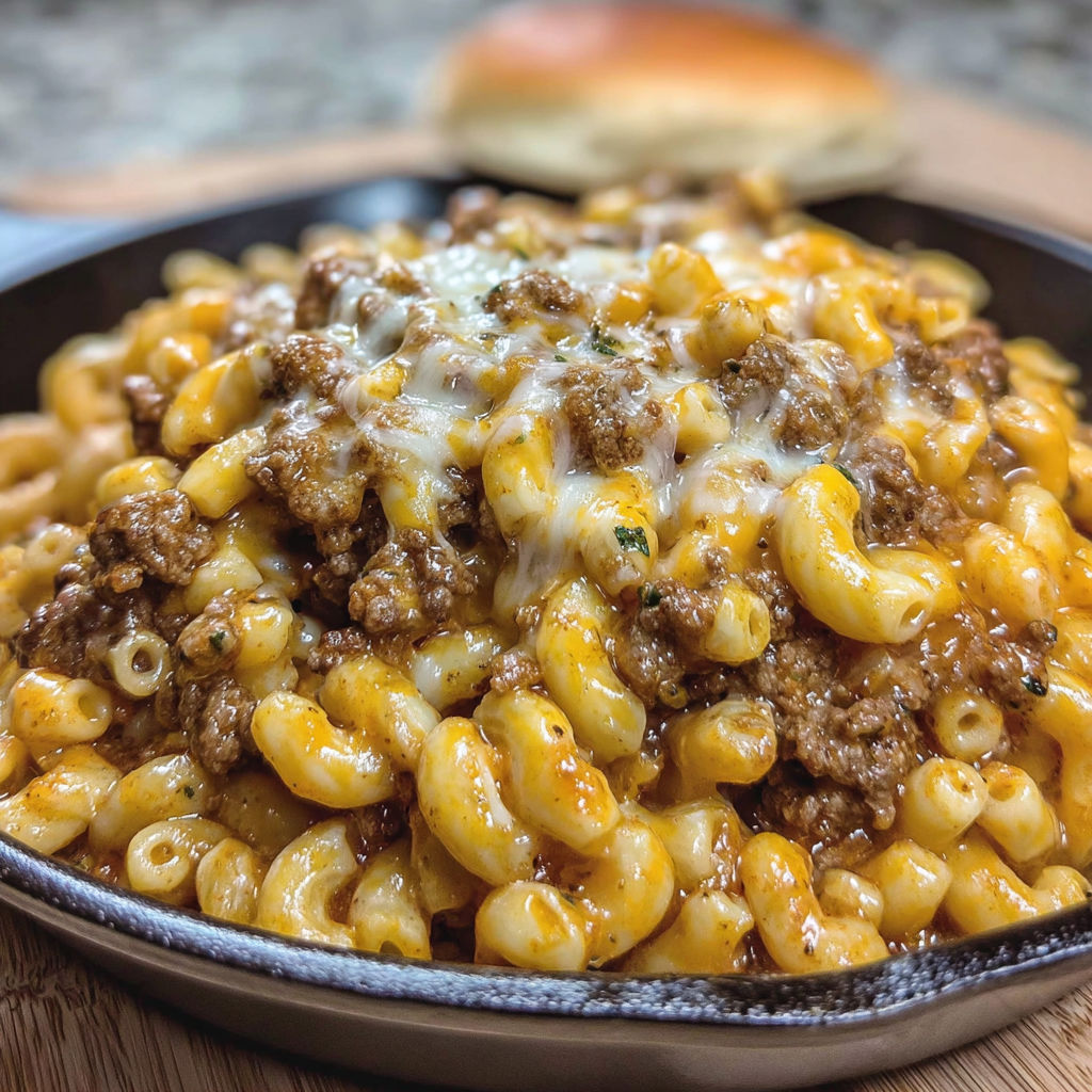 A bowl of macaroni and cheese with a bun on the side.