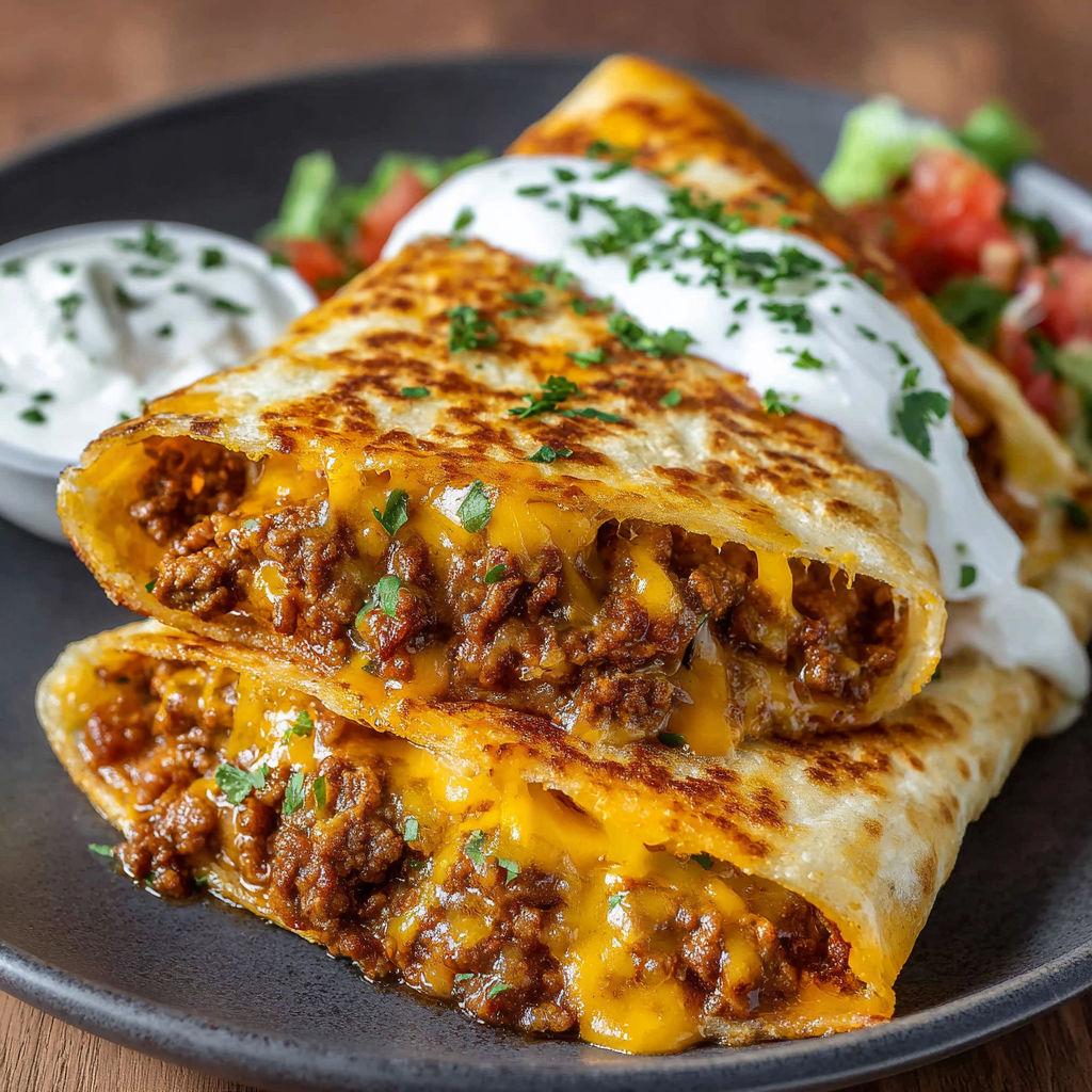 A delicious meal of chicken enchiladas with cheese and tomatoes on a plate.
