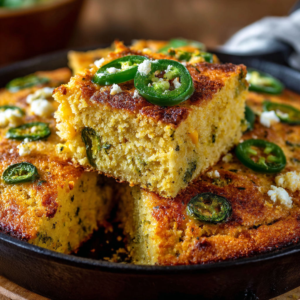 A delicious Hatch chili casserole with jalapenos and cheese on top.