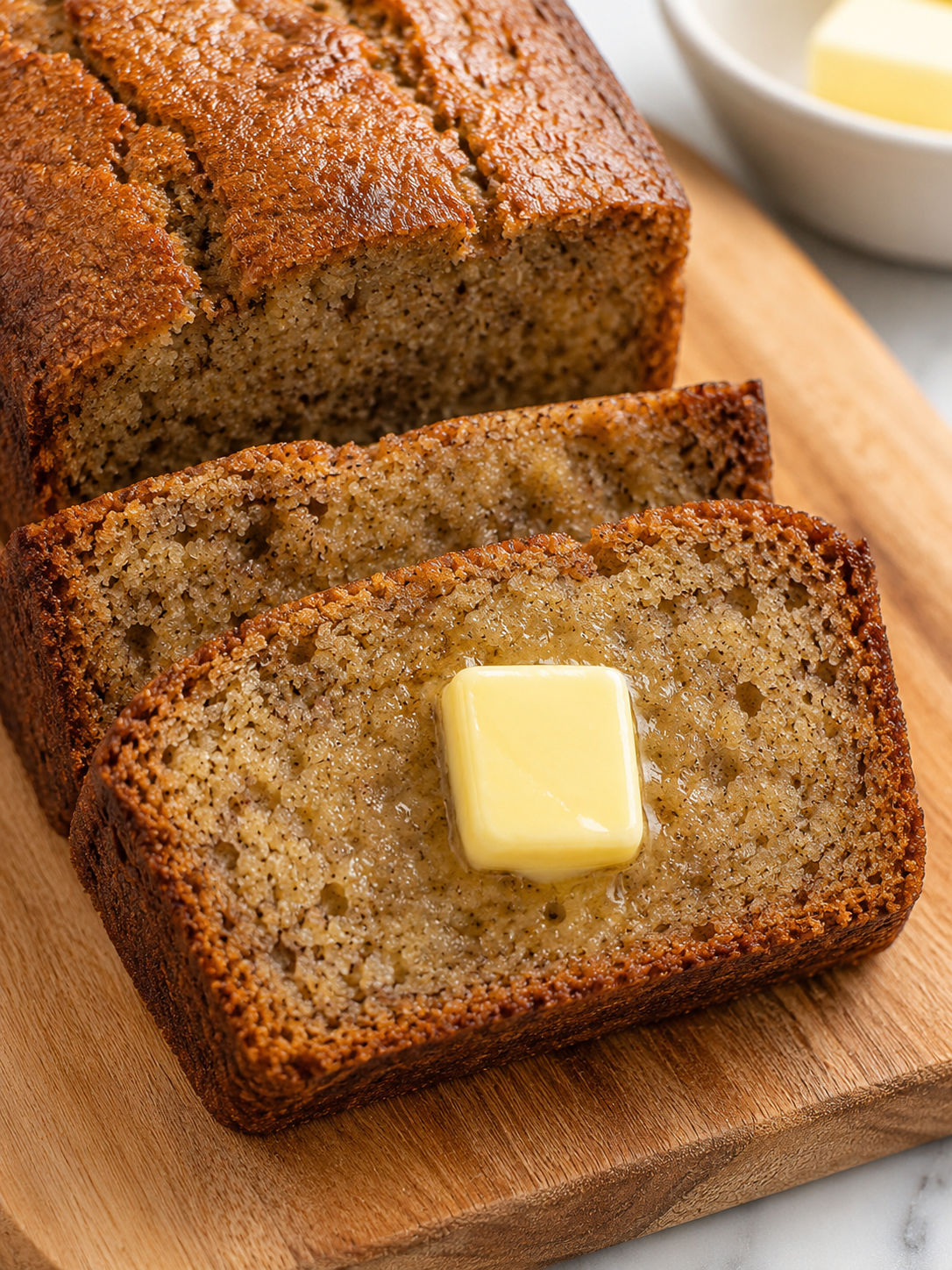3 Ingredient Banana Bread, plated and served