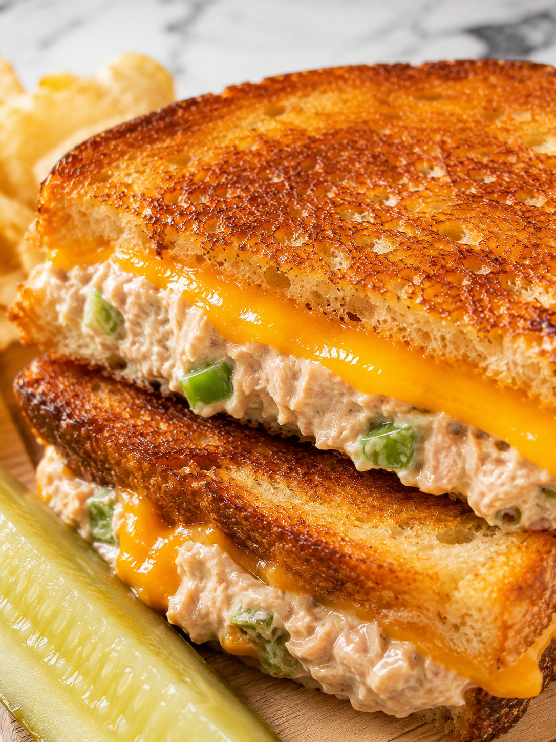 Air Fryer Tuna Melts, plated and served