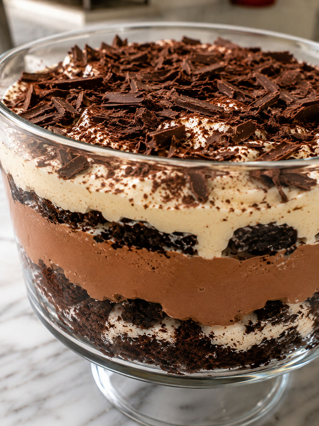 Baileys Chocolate Cheesecake Trifle, plated and served