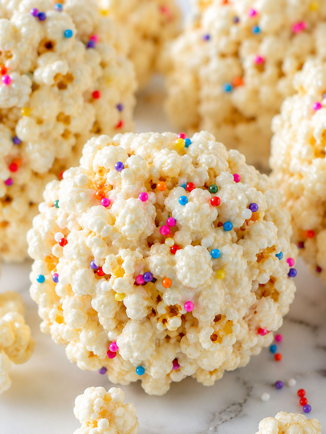 Best Ever Popcorn Balls, plated and served