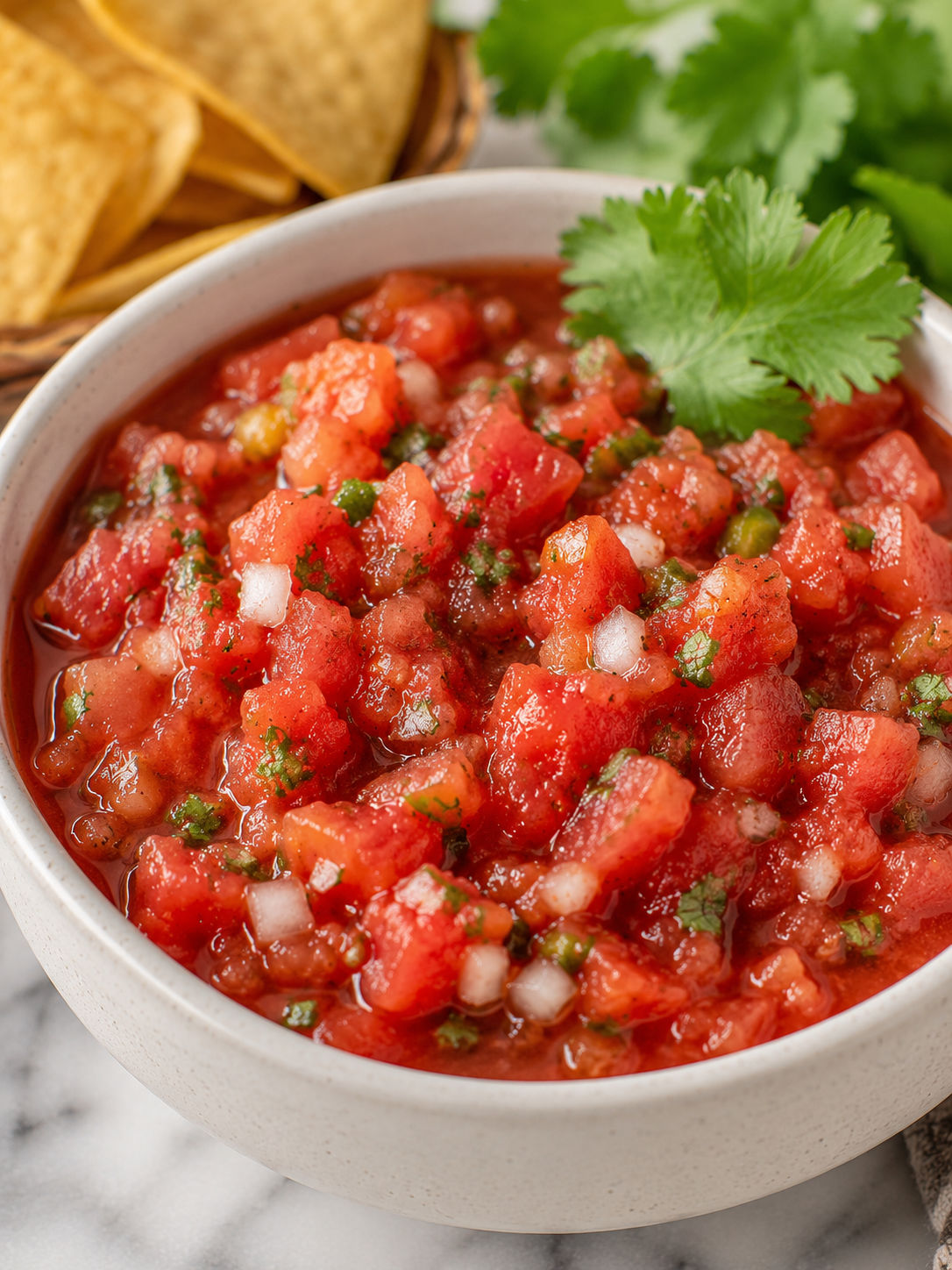 Best Homemade Salsa Ever, plated and served