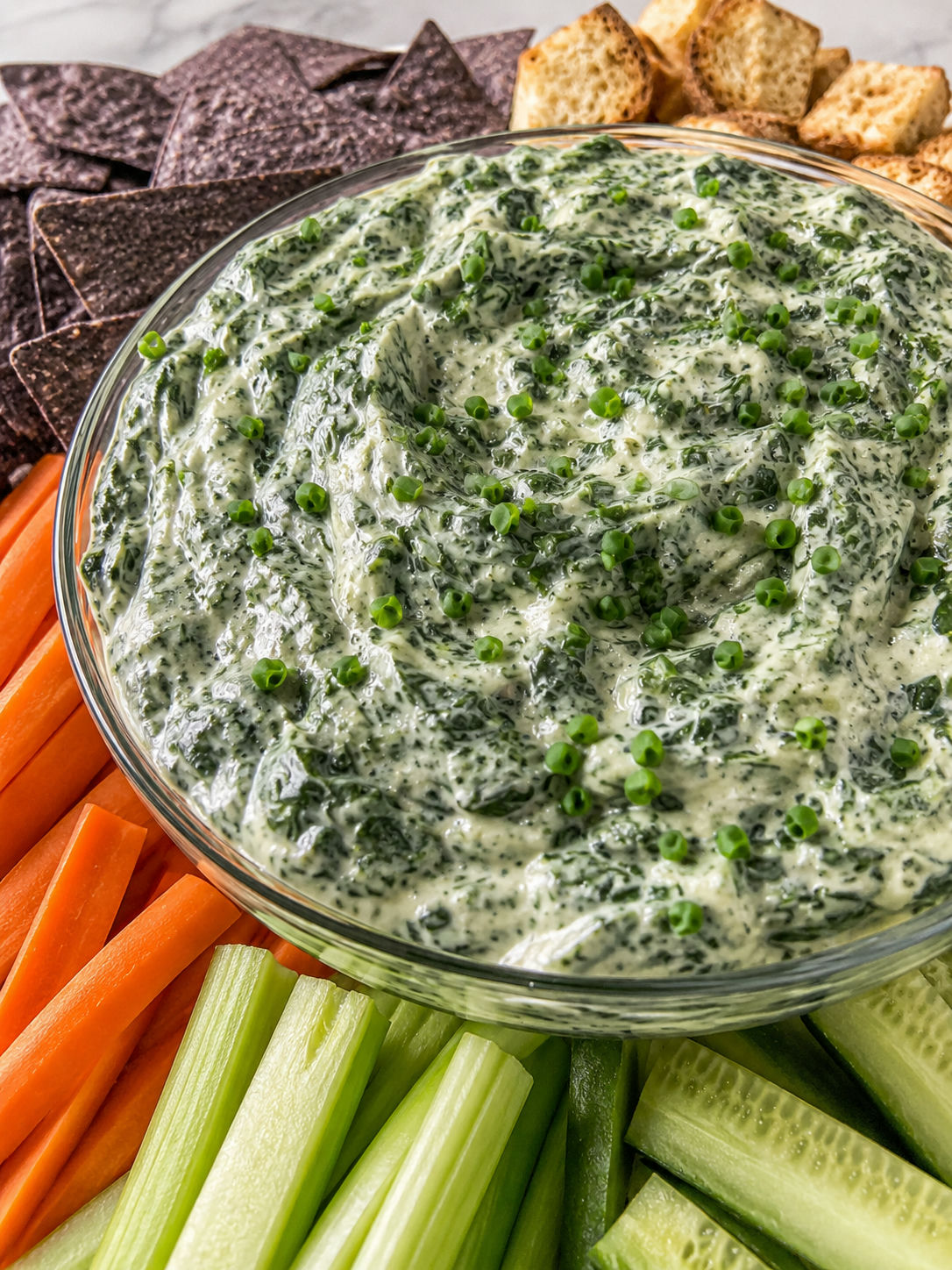 Best Spinach Dip Ever, plated and served