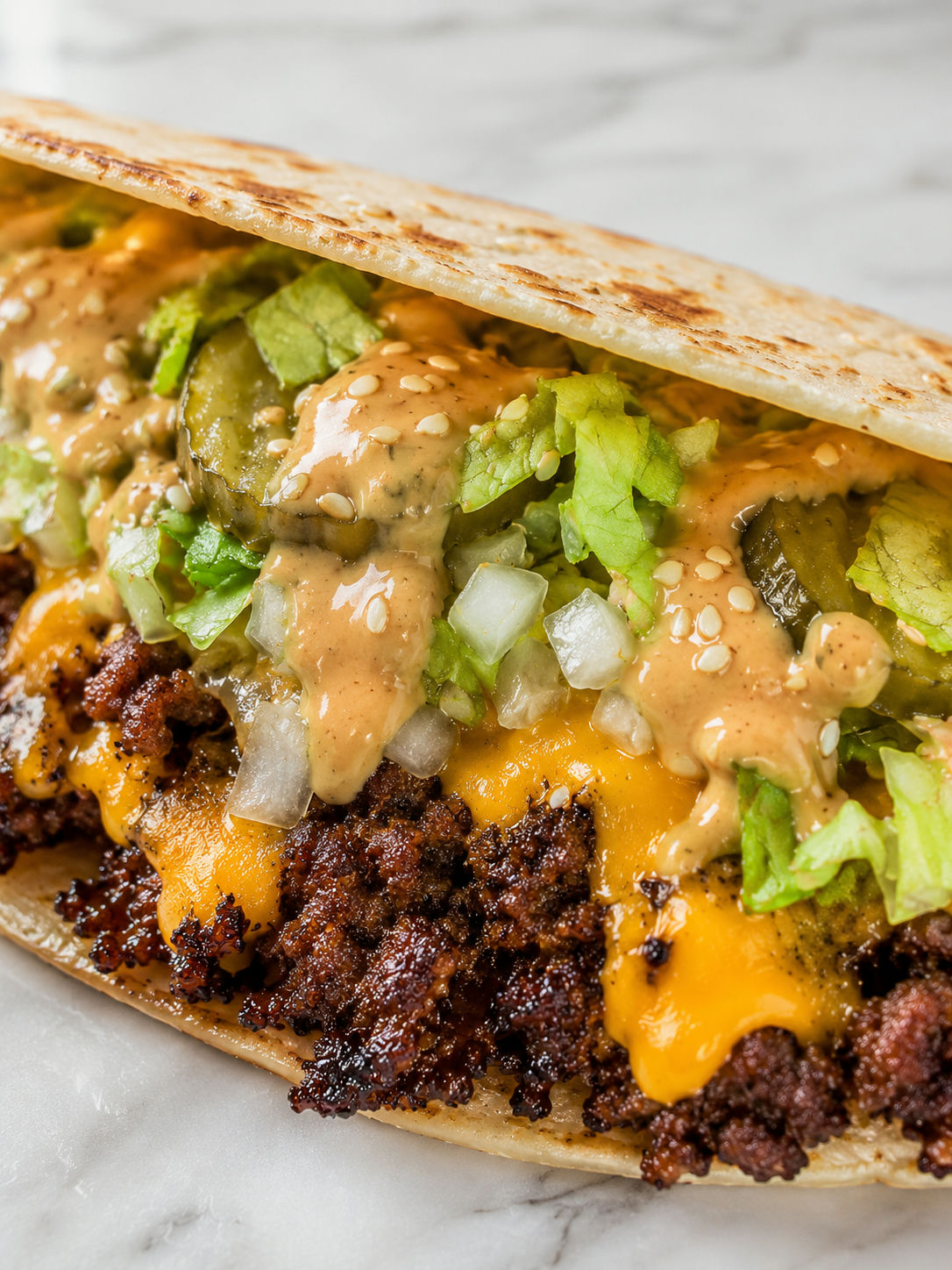 Big Mac Smash Tacos, plated and served