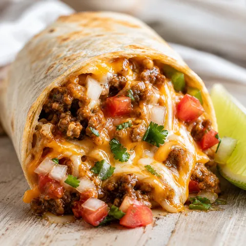 Beef Meximelt with melted cheese and fresh pico de gallo