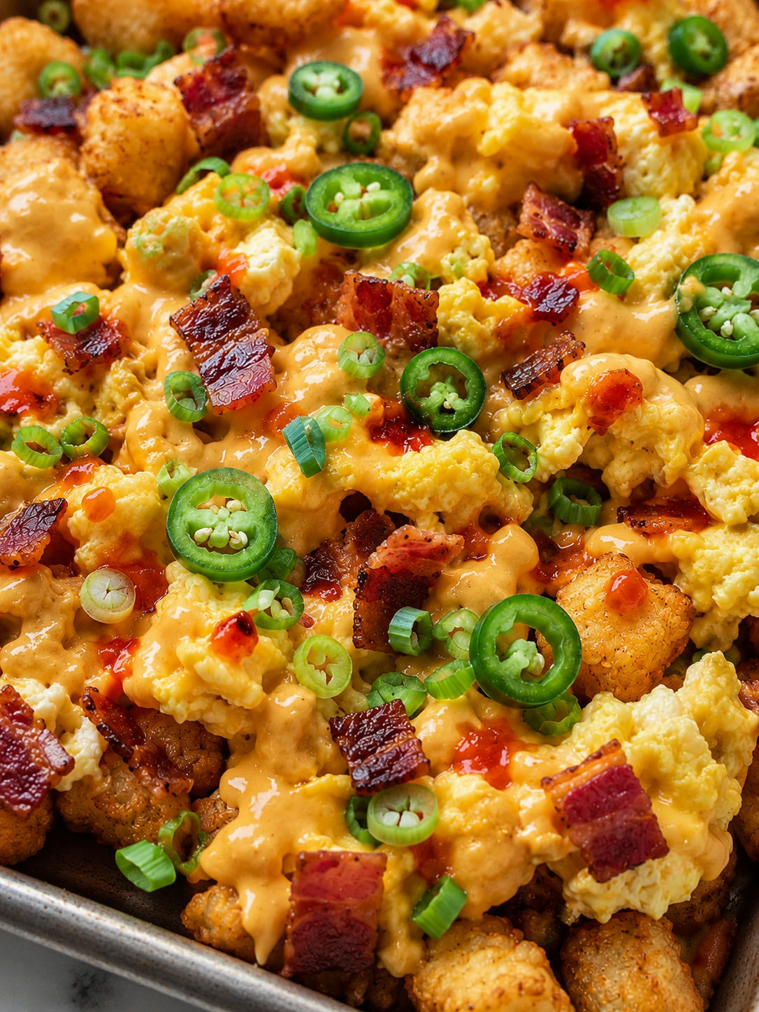 Breakfast Totchos, plated and served
