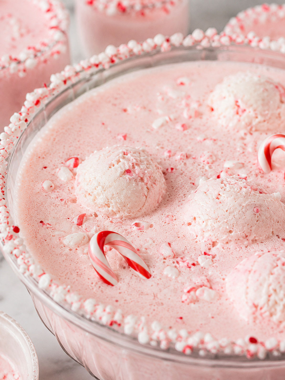 Candy Cane Christmas Punch, plated and served