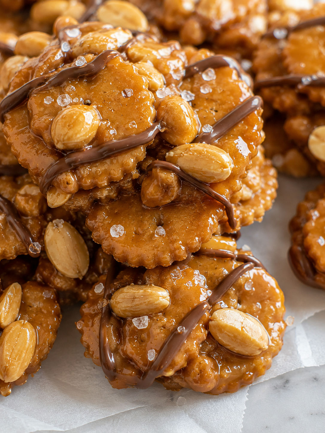 Caramel Peanut Ritz Cracker Treats, plated and served