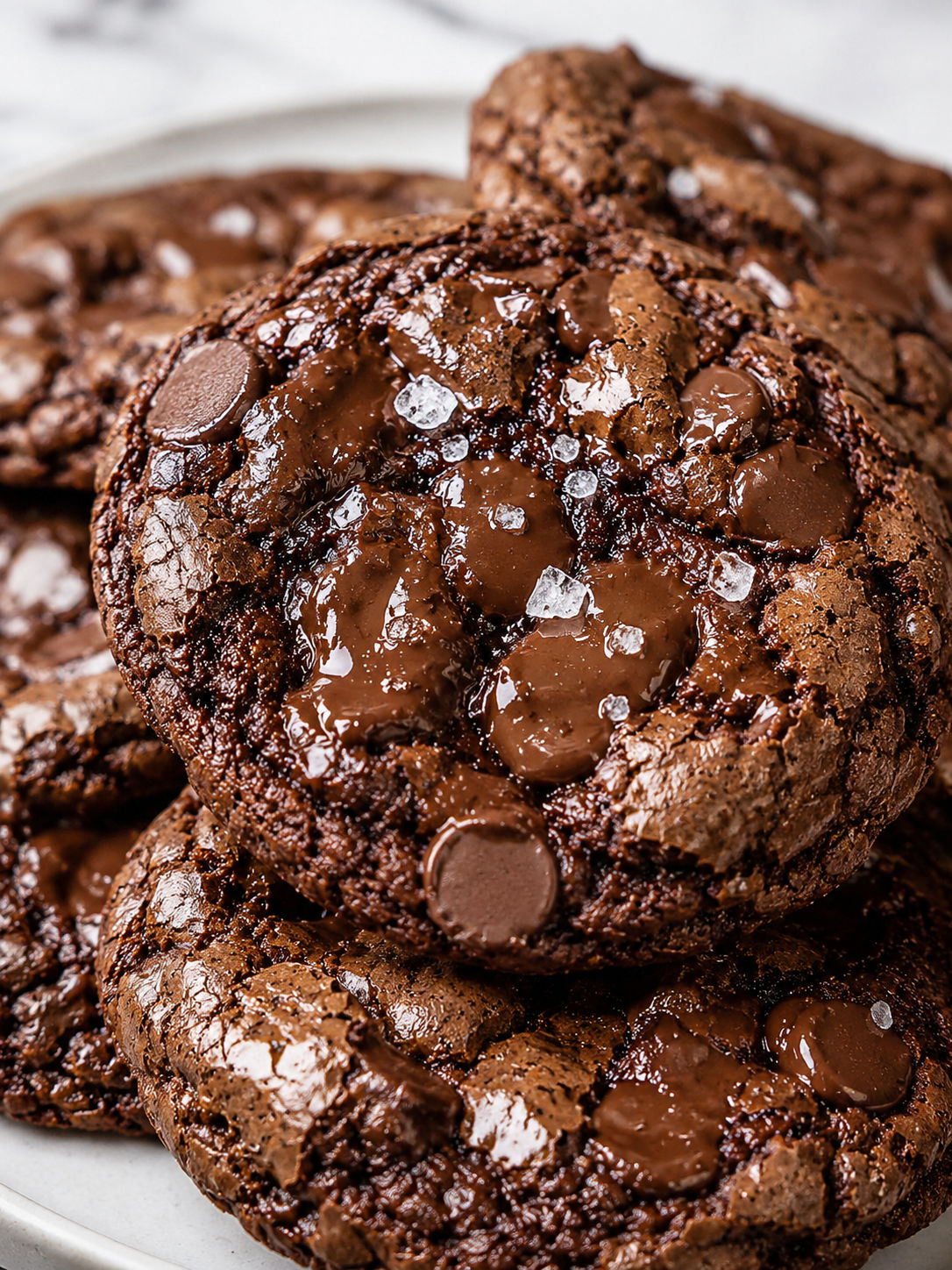 Chocolate Chip Brownie Cookies, plated and served