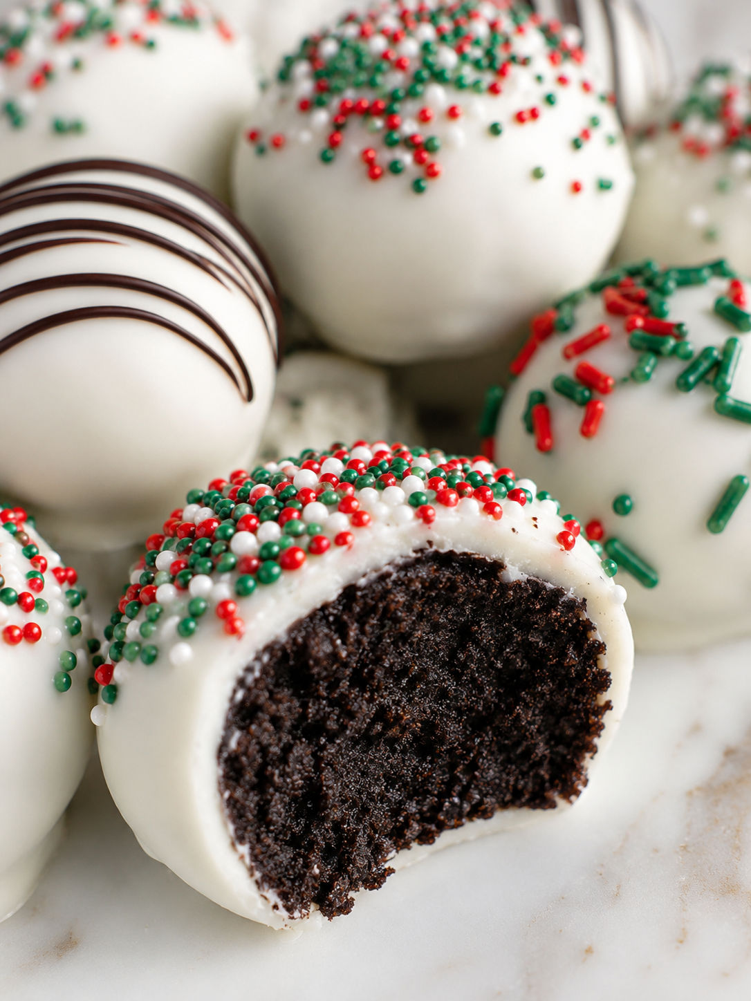 Christmas Oreo Balls, plated and served