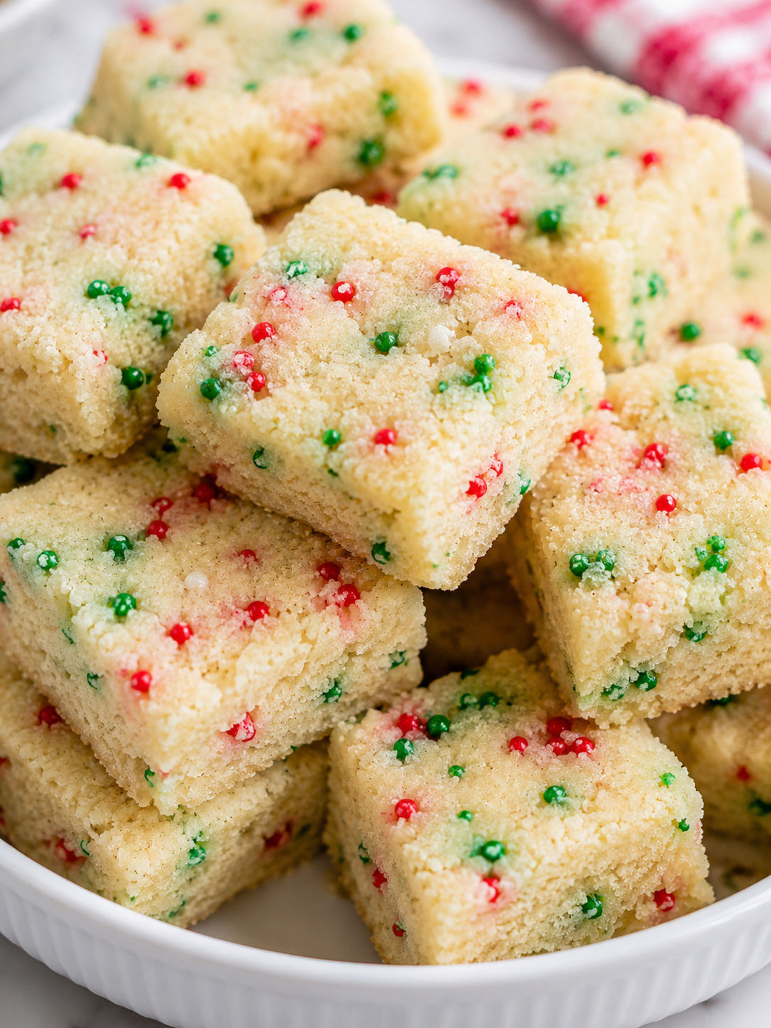 Christmas Shortbread Bites, plated and served