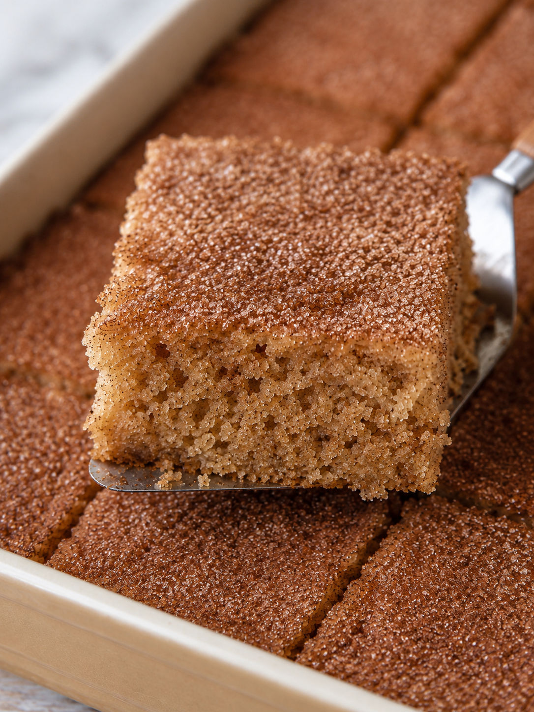 Cinnamon Depression Cake, plated and served