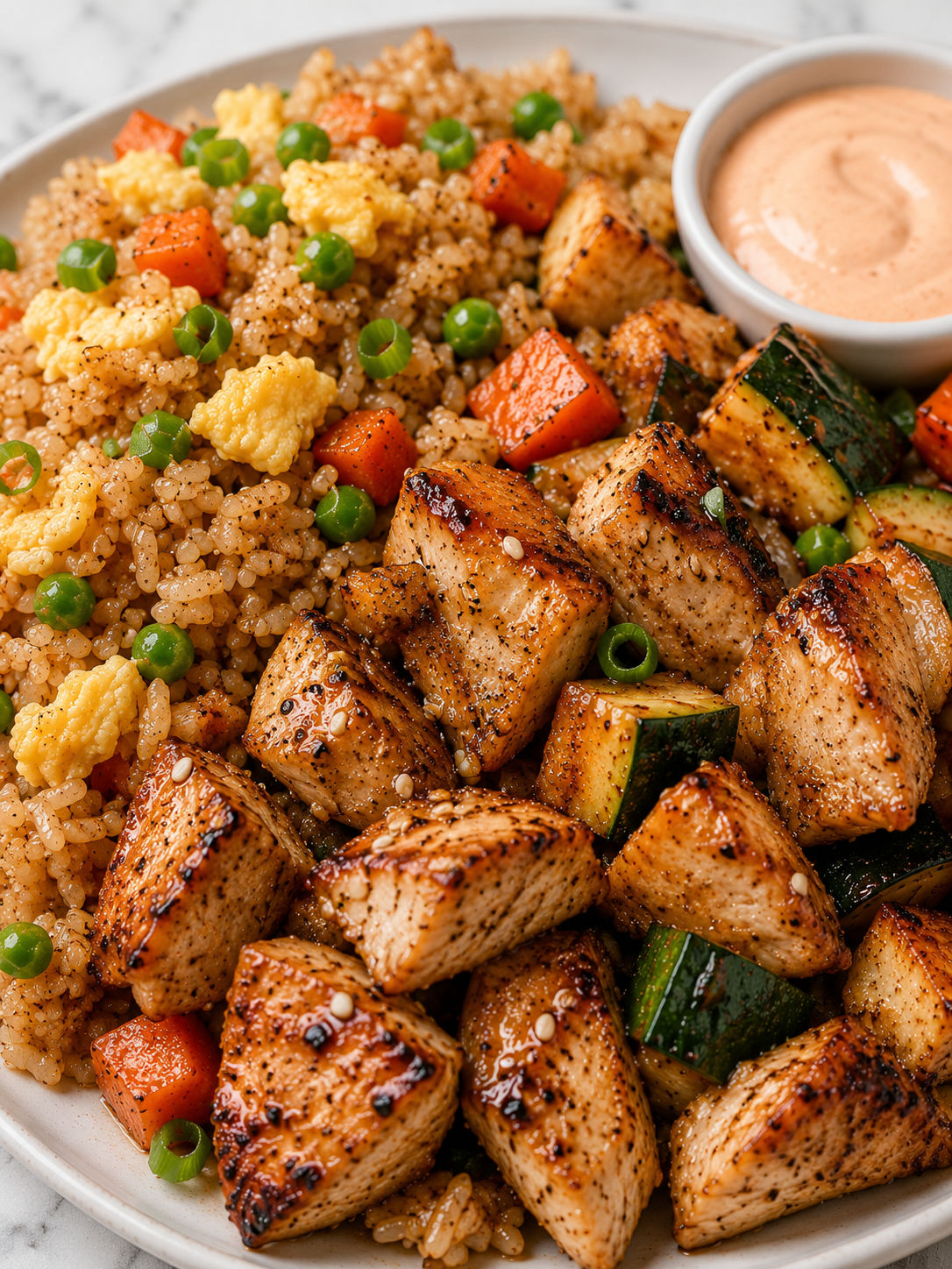 Classic Hibachi Chicken With Fried Rice, plated and served
