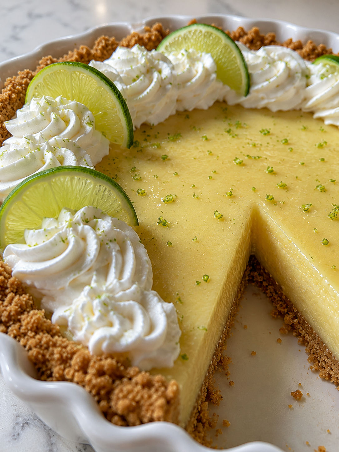Classic Key Lime Pie, plated and served