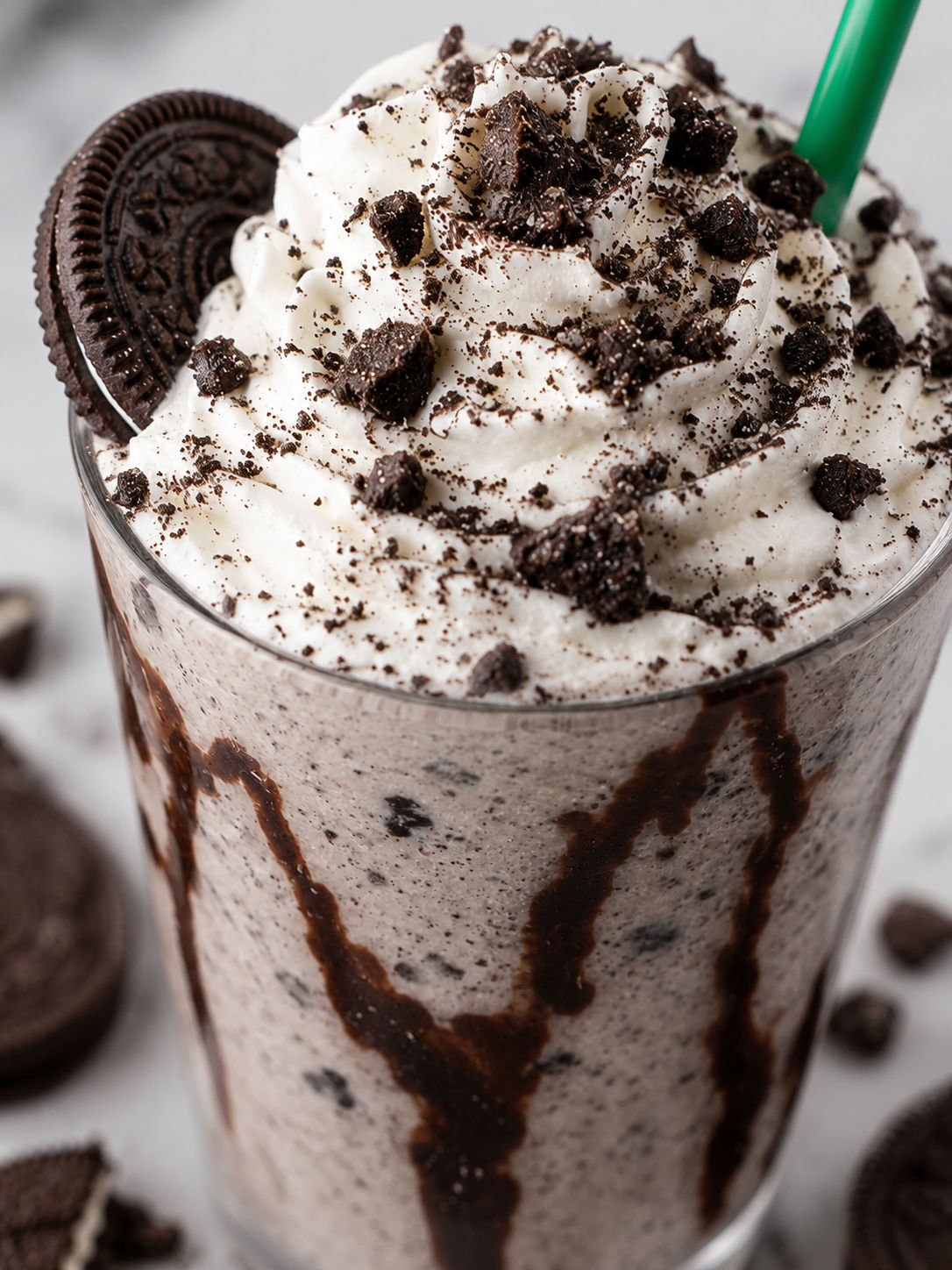 Cookies & Cream Frappuccino, plated and served