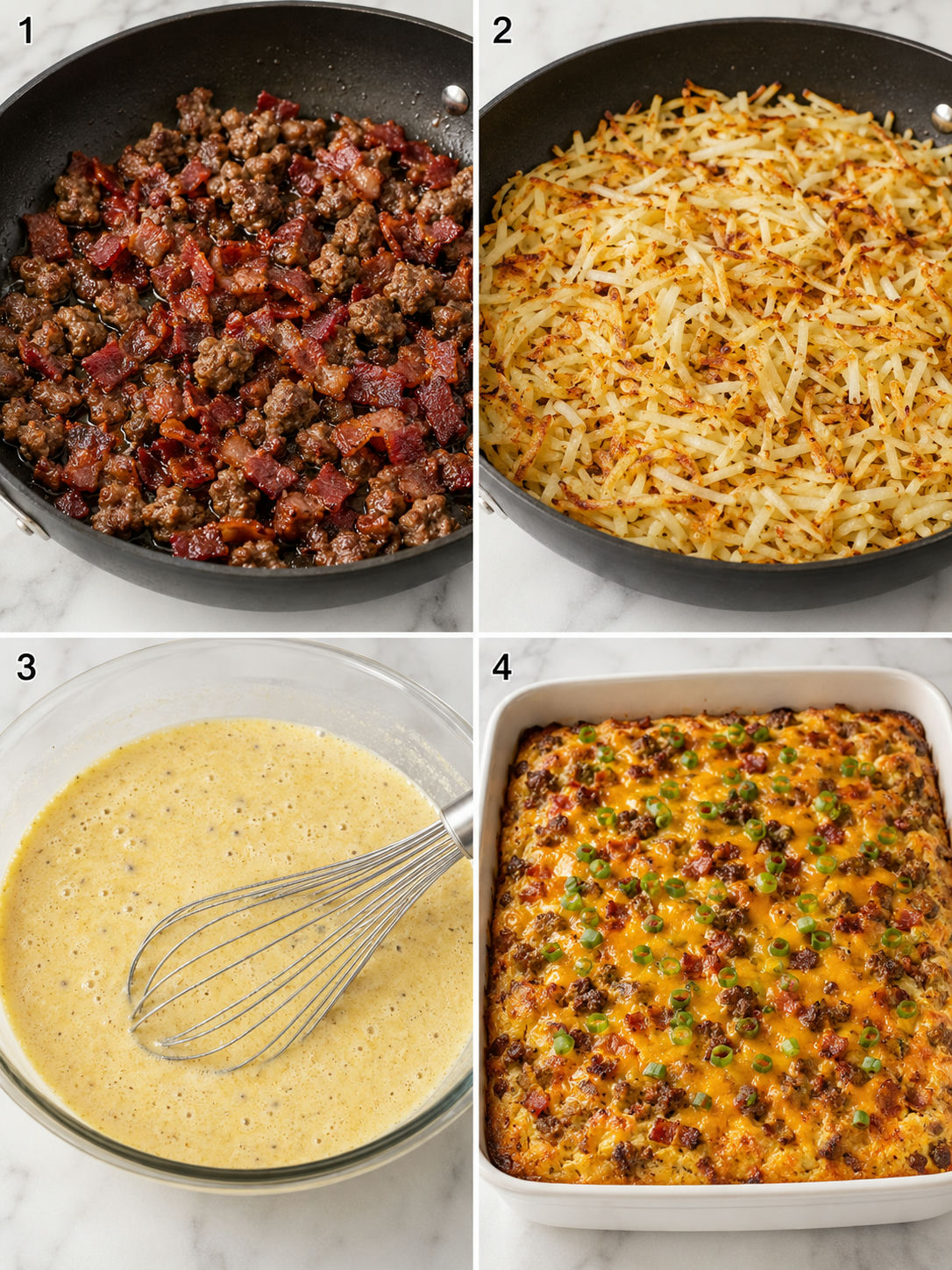 Four steps for making Grand Slam breakfast casserole