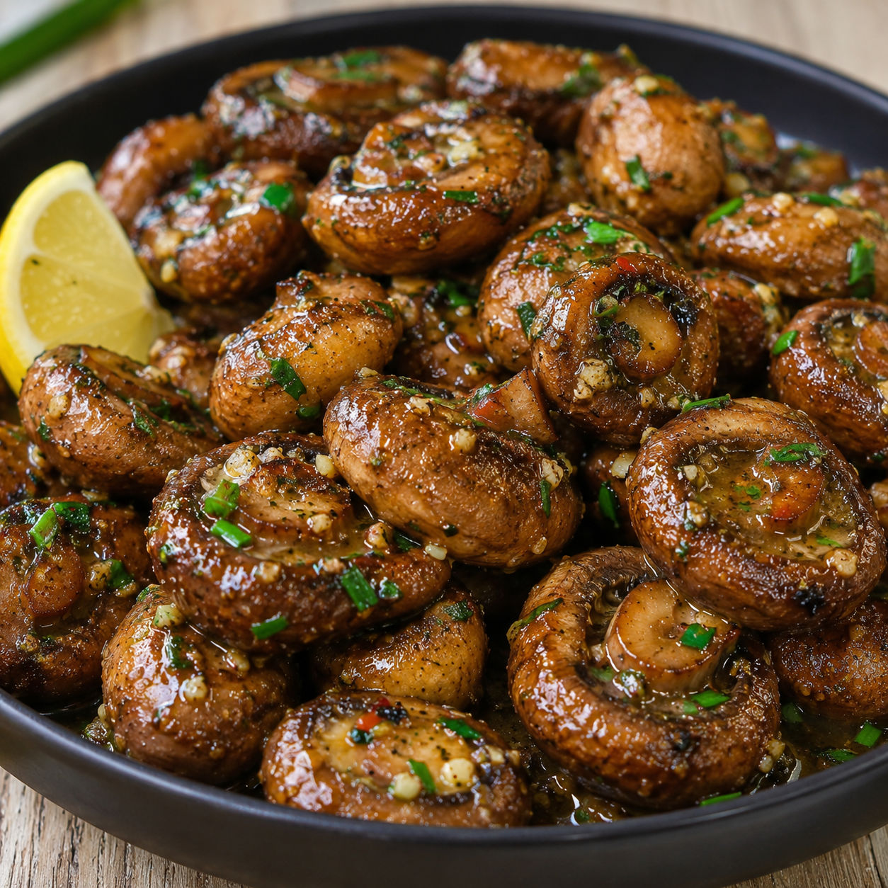 Cowboy Mushrooms in garlic herb butter with parsley and lemon