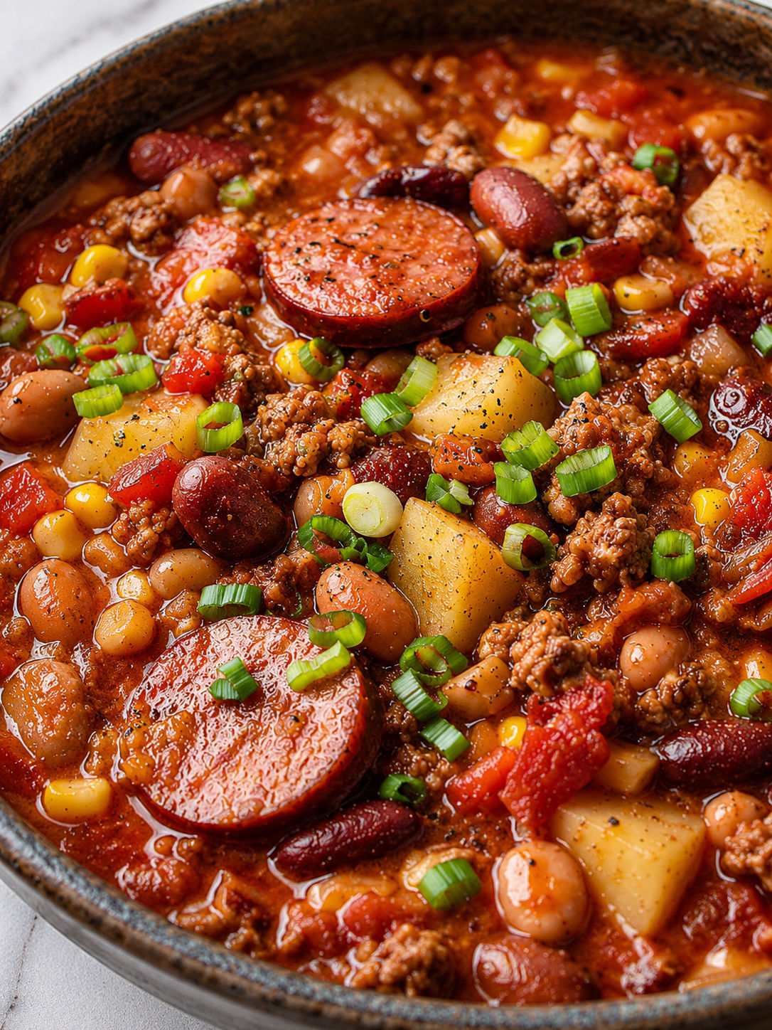 Cowboy Stew, plated and served