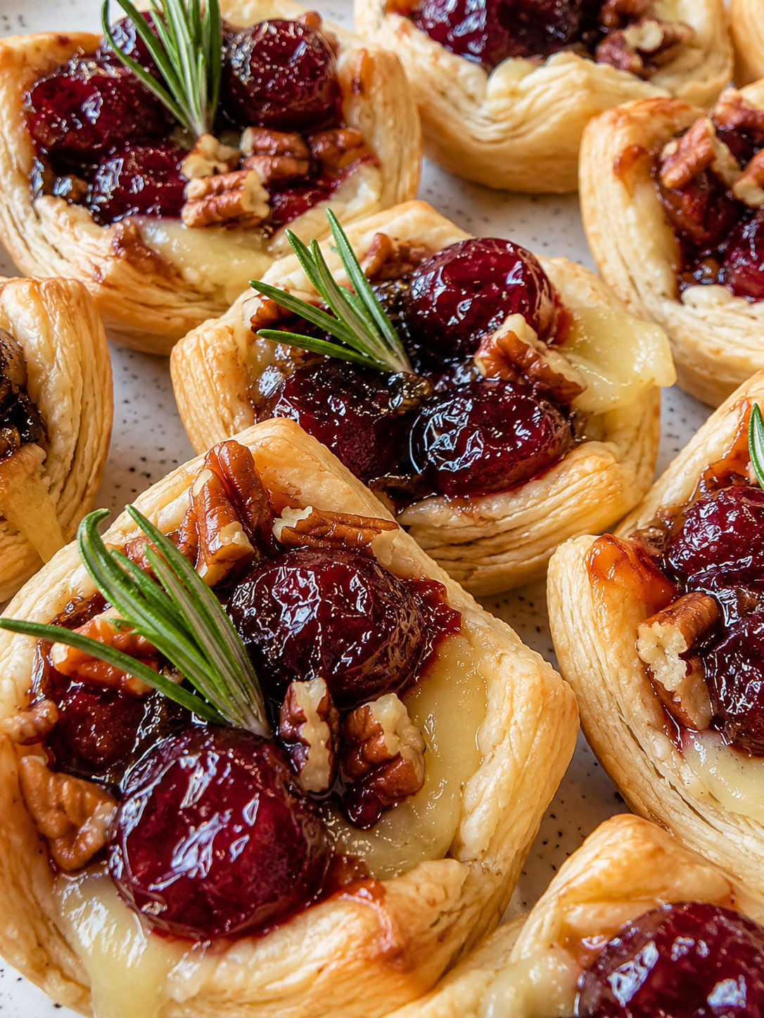 Cranberry Brie Bites, plated and served