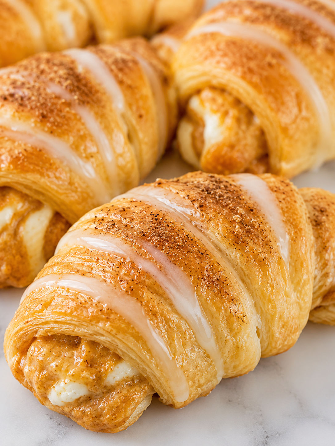 Cream Cheese Pumpkin Pie Crescent Rolls, plated and served